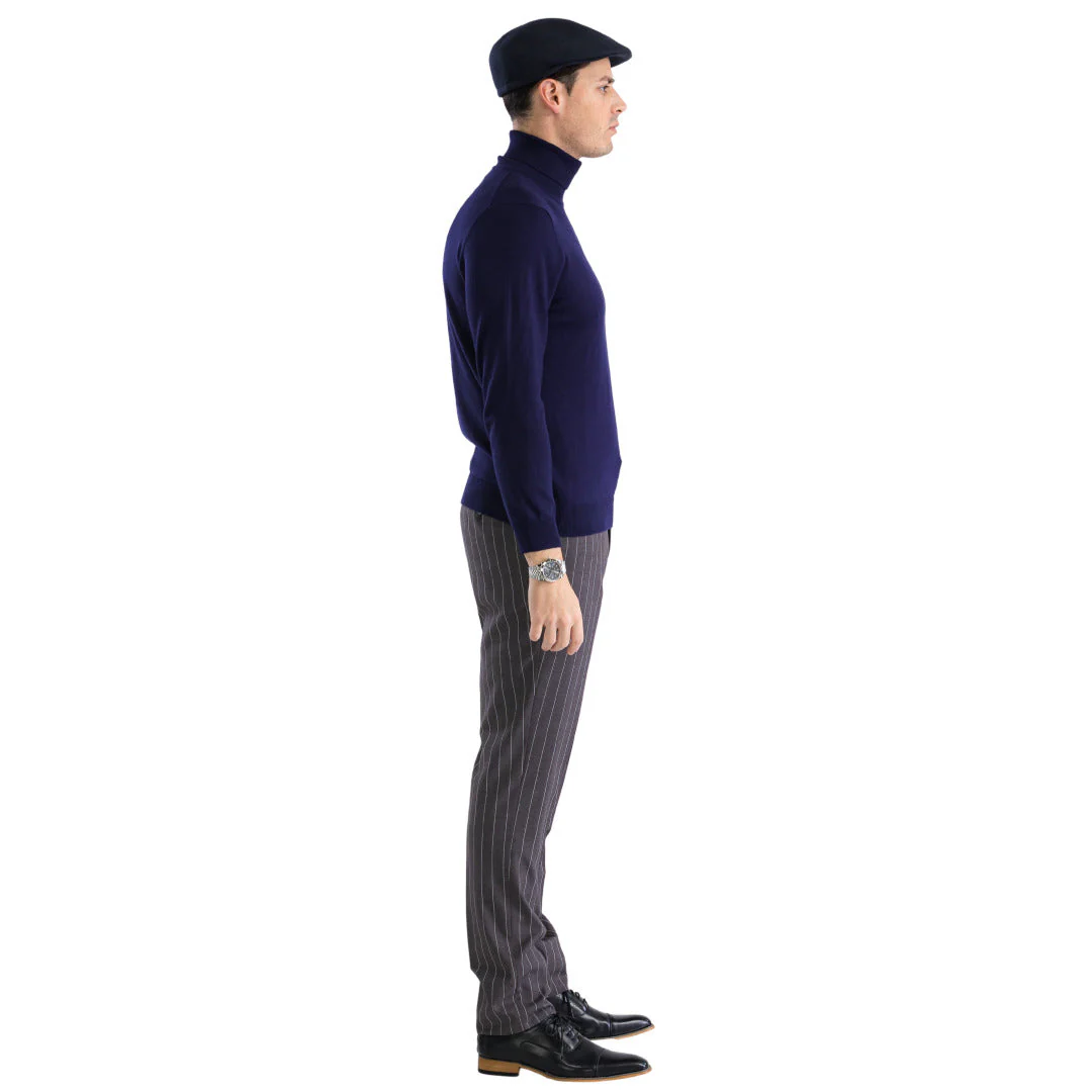 MENS NAVY PULLOVER TURTLENECK SWEATER - Image 4