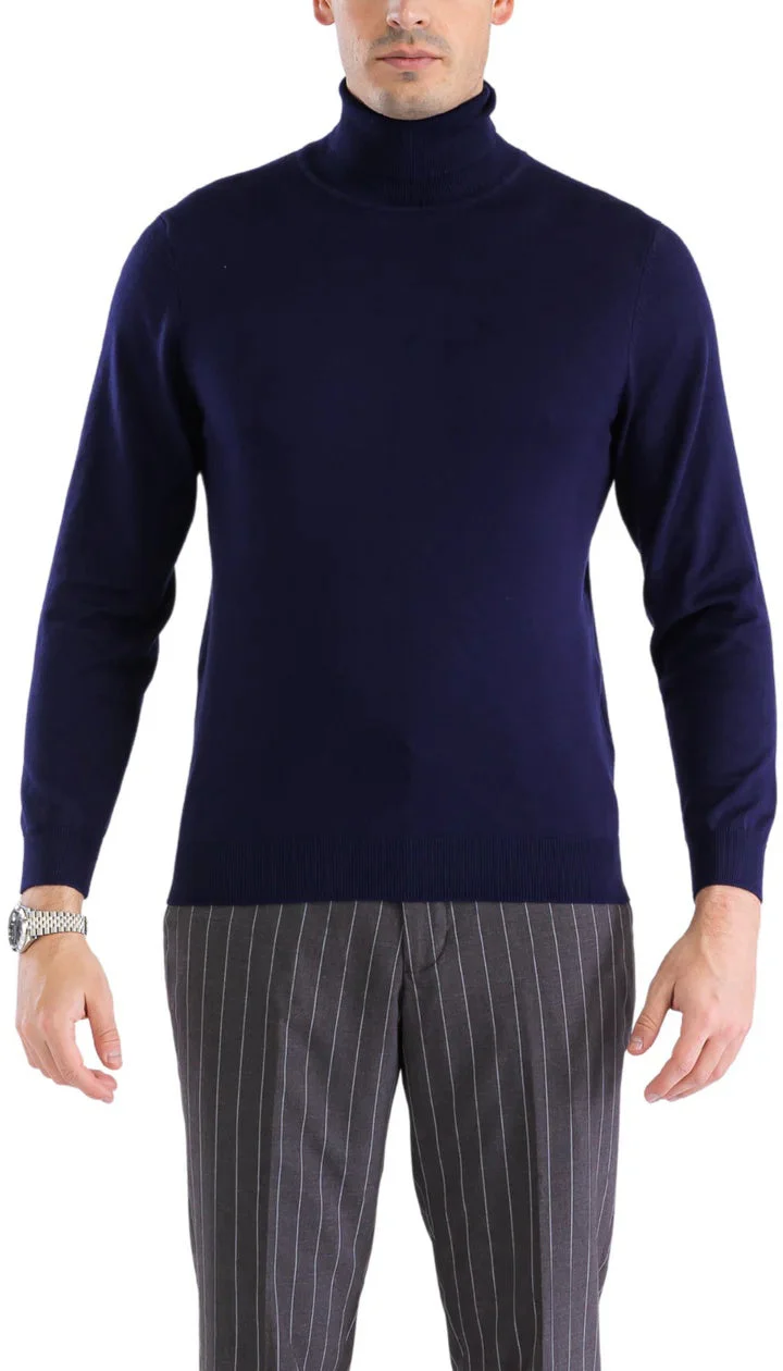 MENS NAVY PULLOVER TURTLENECK SWEATER - Image 5