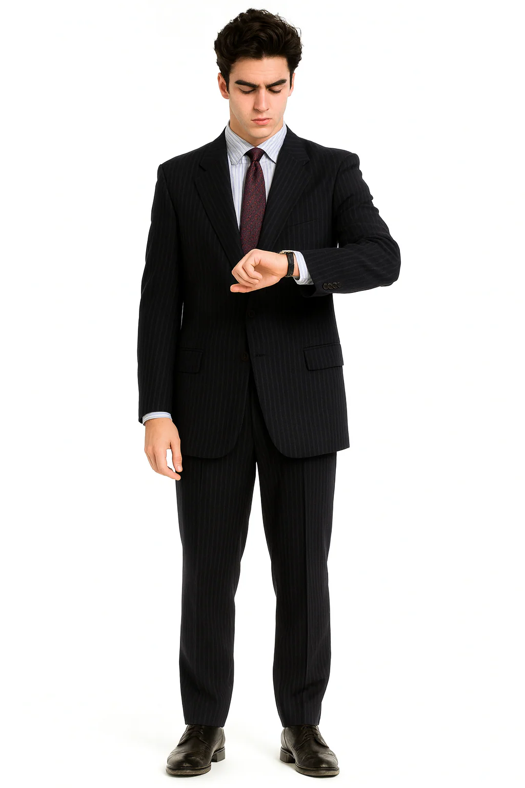 Mens Patrick Bateman | American Psycho Black Pinstripe Suit - Image 3
