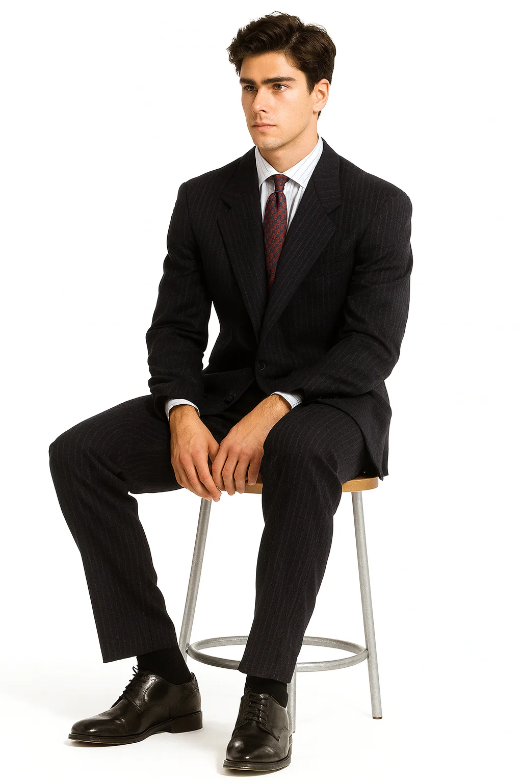 Mens Patrick Bateman | American Psycho Black Pinstripe Suit - Image 4