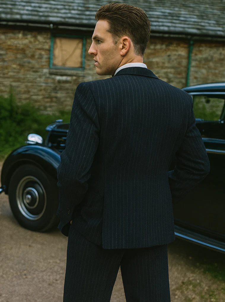Mens Peaky Blinders Costume Michael Gray 1920s Vested Pinstripe Suit - Image 2
