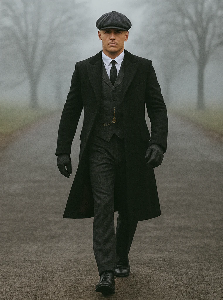 Mens Peaky Blinders Costume Thomas Shelby Suit & Overcoat - Image 3