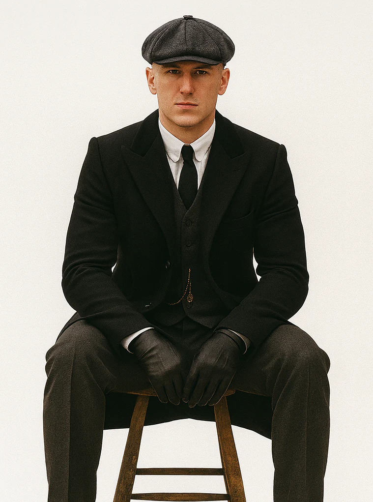 Mens Peaky Blinders Costume Thomas Shelby Suit & Overcoat - Image 7