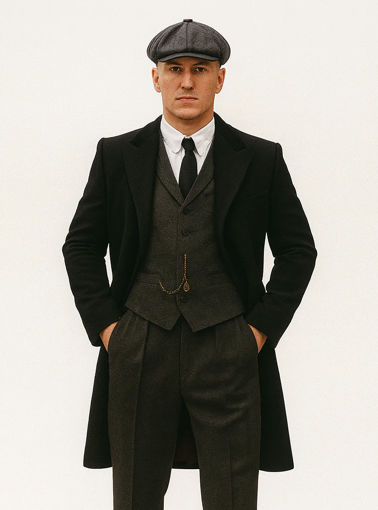 Mens Peaky Blinders Costume Thomas Shelby Suit & Overcoat - Image 8