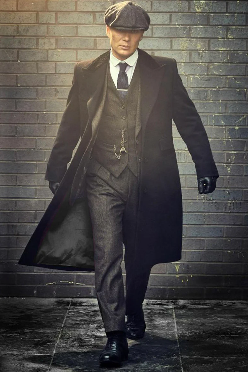 Mens Peaky Blinders Costume Thomas Shelby Suit & Overcoat - Image 9