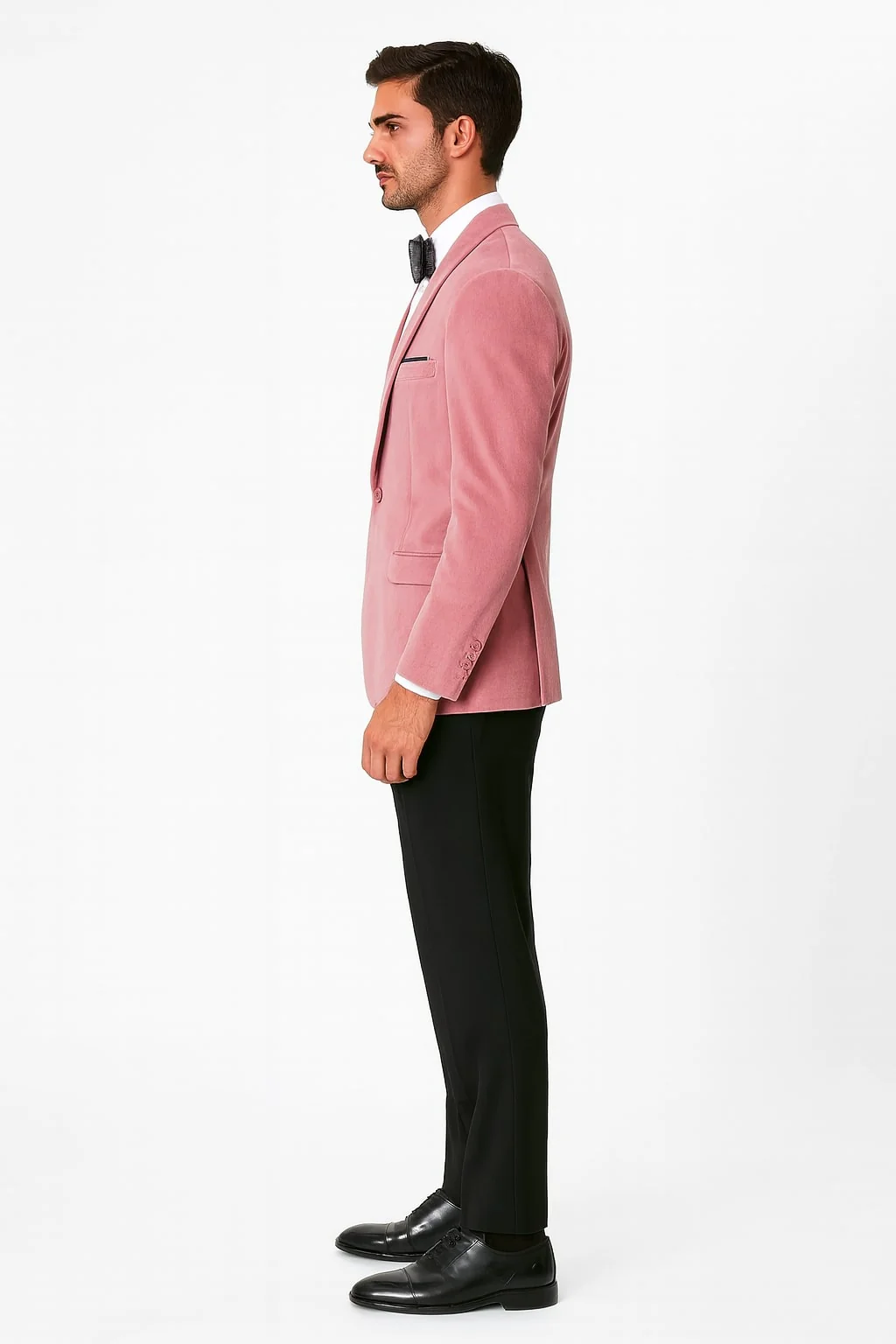 Mens Pink Velvet Tuxedo Dinner Jacket with Shawl Lapel – Slim Fit Blazer for Weddings, Prom in Rose Gold Color - Image 4