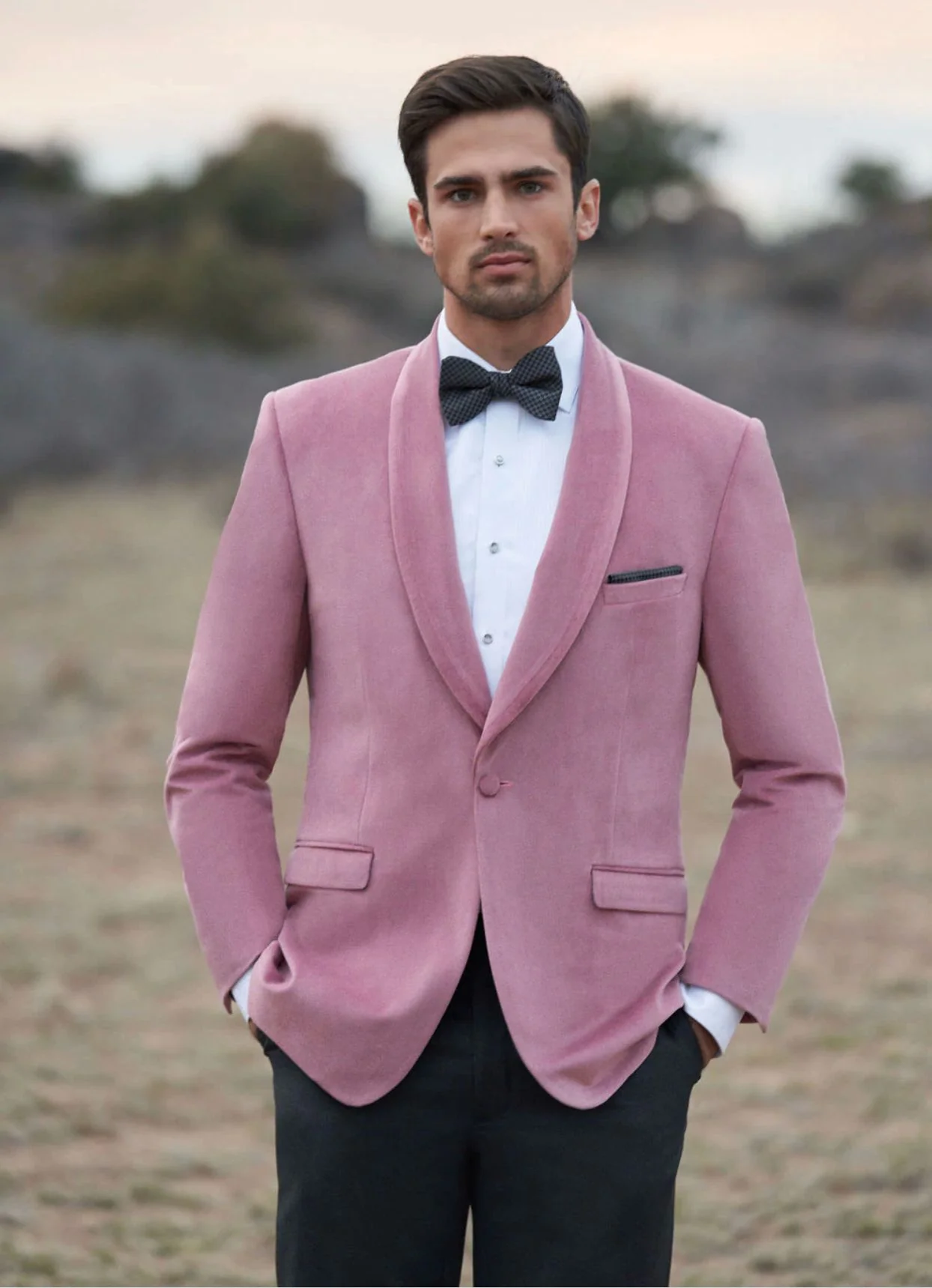 Mens Pink Velvet Tuxedo Dinner Jacket with Shawl Lapel – Slim Fit Blazer for Weddings, Prom in Rose Gold Color - Image 6