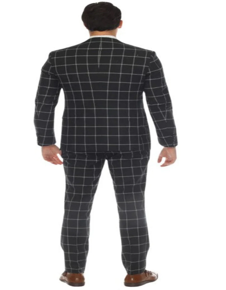 Mens Plaid Suit - Windowpane Pattern With Vest - Business Suit Hunter Green - Image 5