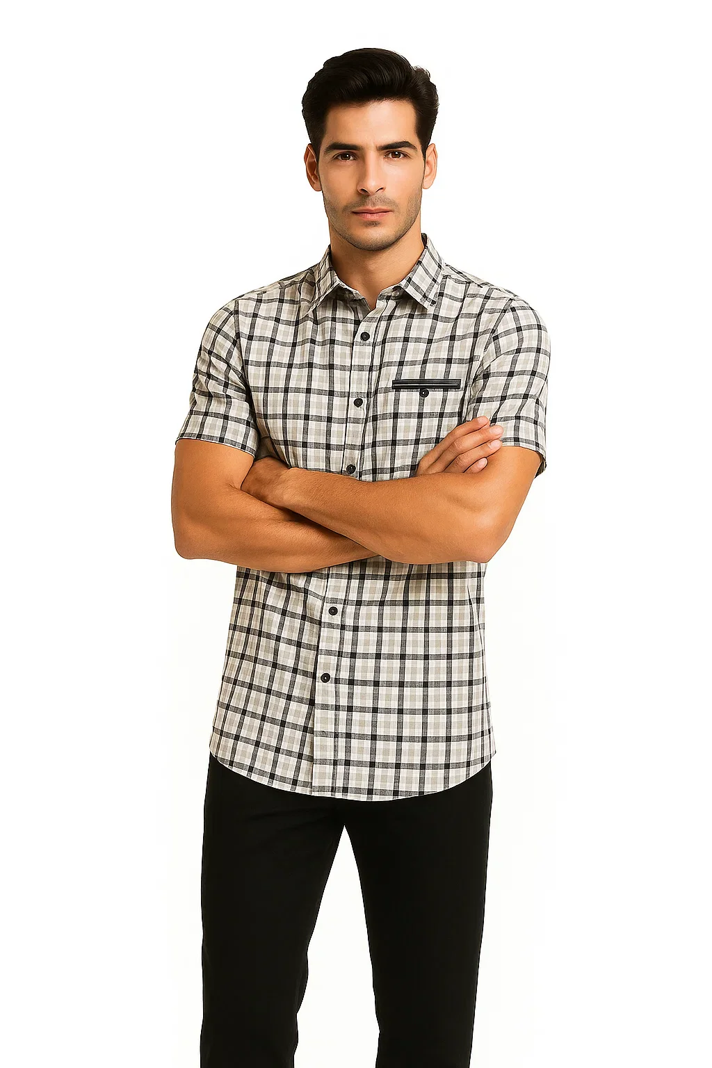Mens Plaid Walking Suit in black by Dreams by Zacchi – 2 Piece Leisure Outfit with Matching Shirt and Pants - $99 - Image 2