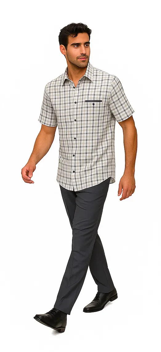 Mens Plaid Walking Suit in grey by Dreams by Zacchi – 2 Piece Leisure Outfit with Matching Shirt and Pants - $99 - Image 8