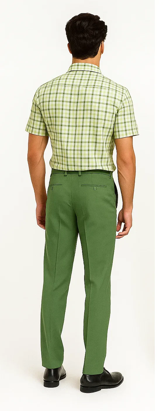 Mens Plaid Walking Suit in sage  by Dreams by Zacchi – 2 Piece Leisure Outfit with Matching Shirt and Pants - $99 - Image 5