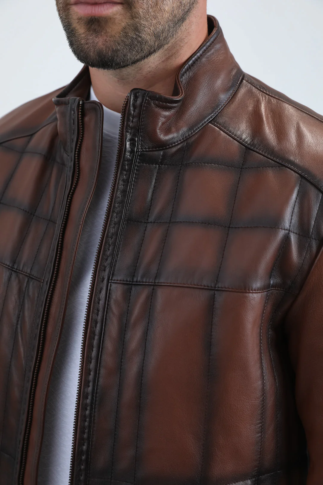 Mens Platini Brown Western Leather Jacket - Vintage Cowboy Style - Image 2