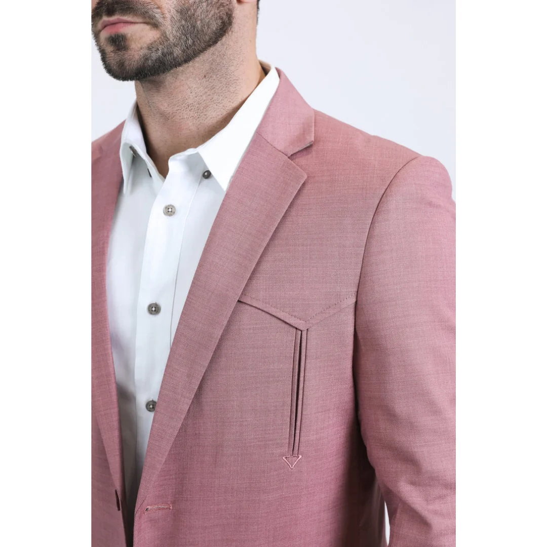 Men’s Platini Salmon Western Style Double Button Blazer - Image 4