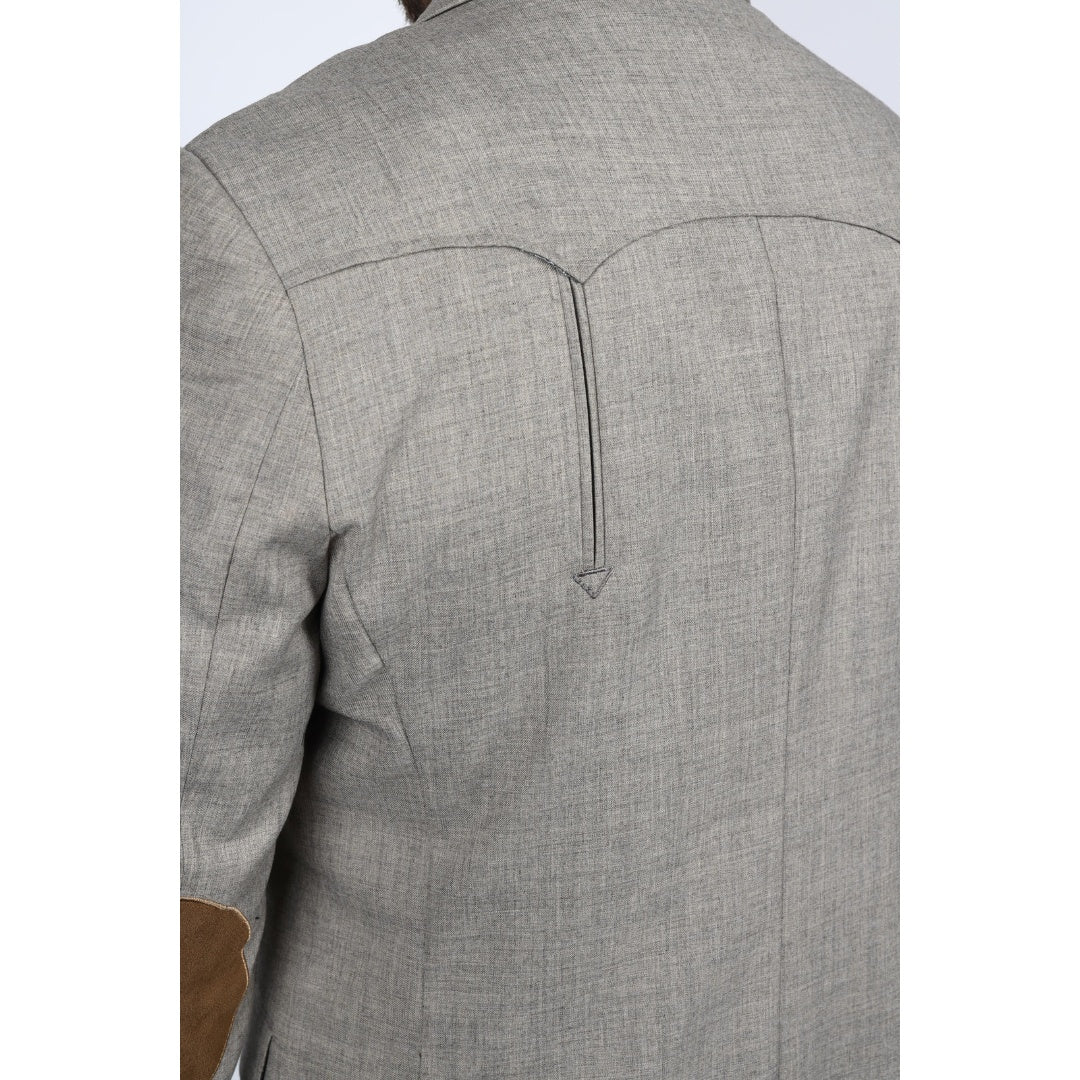 Men’s Platini Western Sport Coat – Heather Beige with Elbow Patch Detail - Image 6