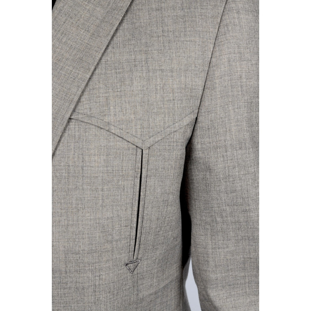 Men’s Platini Western Sport Coat – Heather Beige with Elbow Patch Detail - Image 8