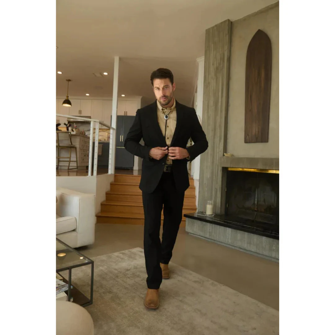 Men’s Platini Western-Style Black Sport Suit with Elbow Patch Detail - Image 4