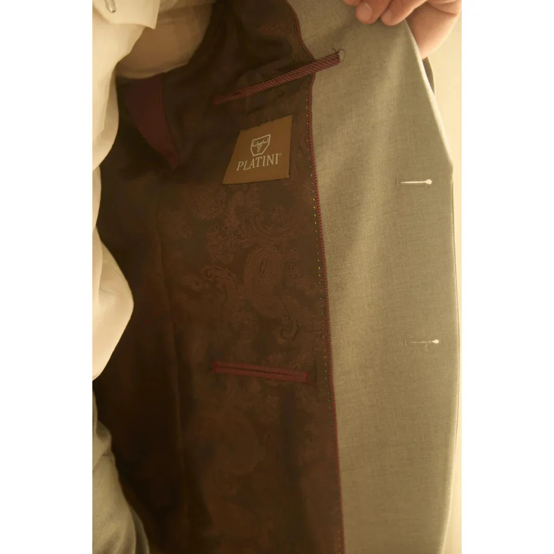Men’s Platini Western-Style Grey Sport Suit with Elbow Patch Detail - Image 4