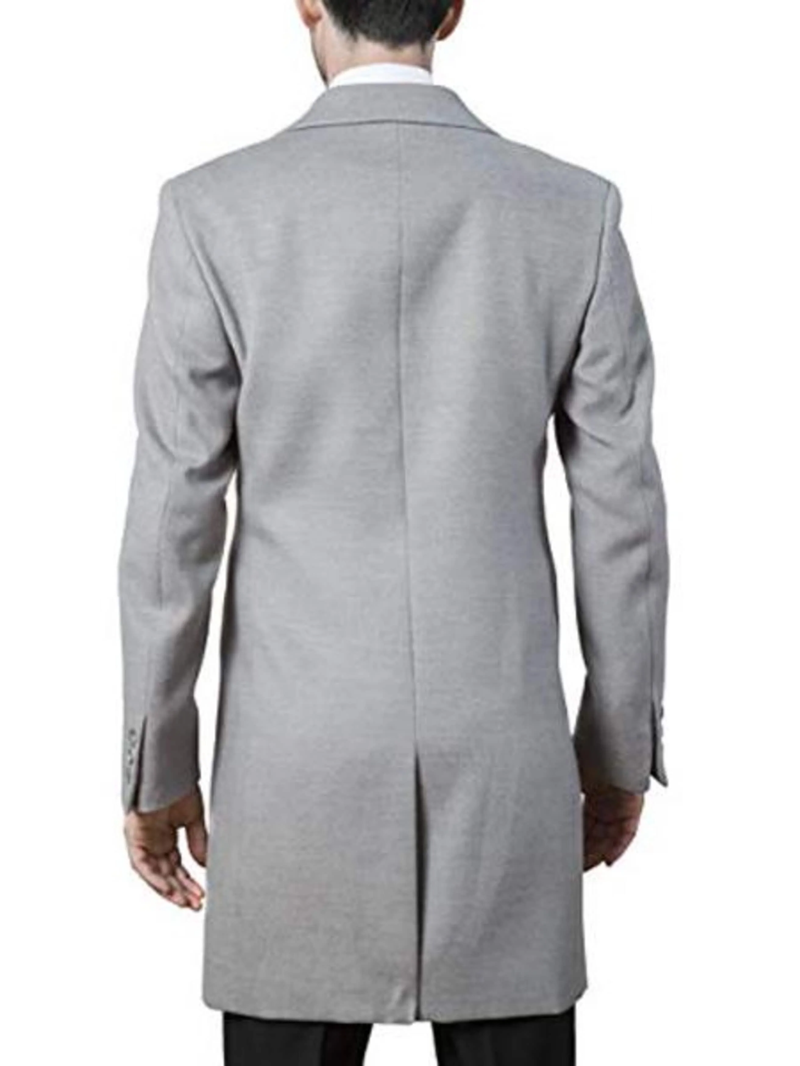 Mens Polyester ~ Viscose ~ Spandex Light Grey Modern Fit Long men's Dress Topcoat - Winter coat - Image 2