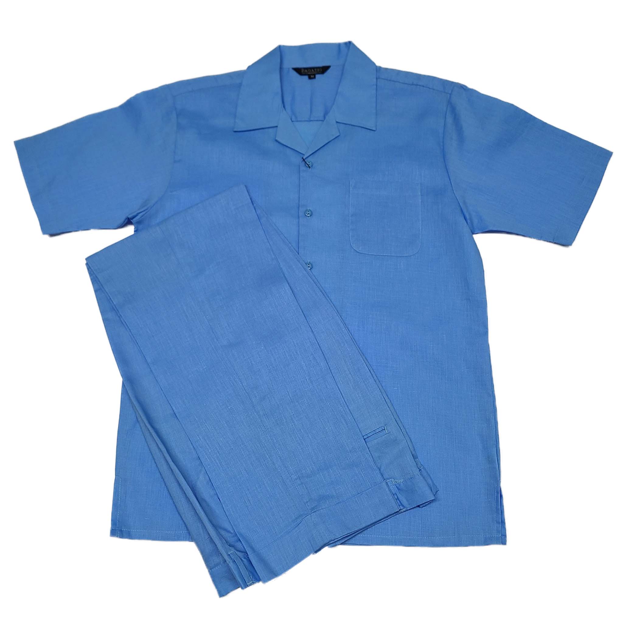 Mens Powder Blue Linen Casual Suit Set - Image 3