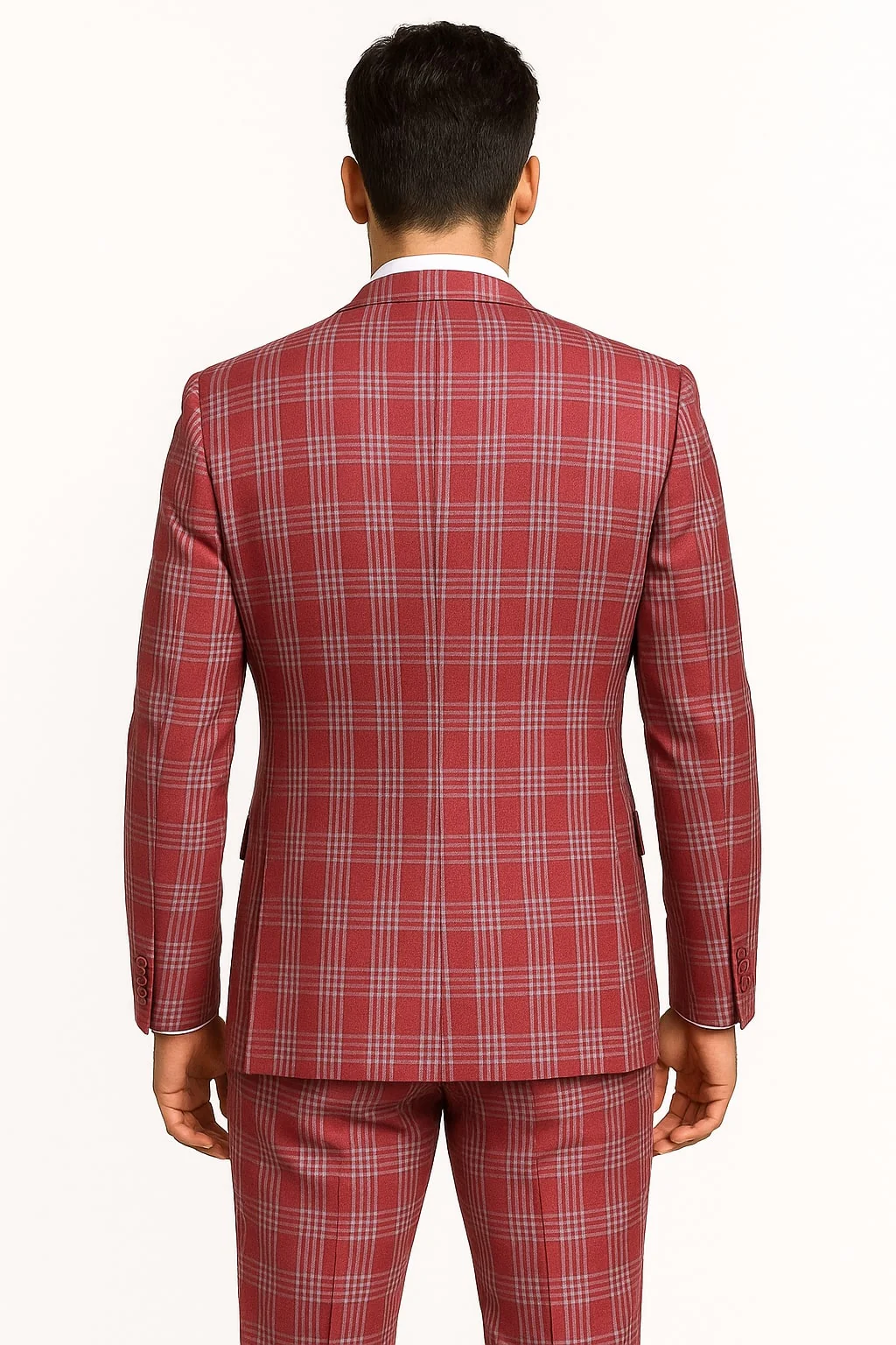 Mens Red and White Tartan Suit - Christmas New Year Holiday Suit Party Dance Events - Image 4
