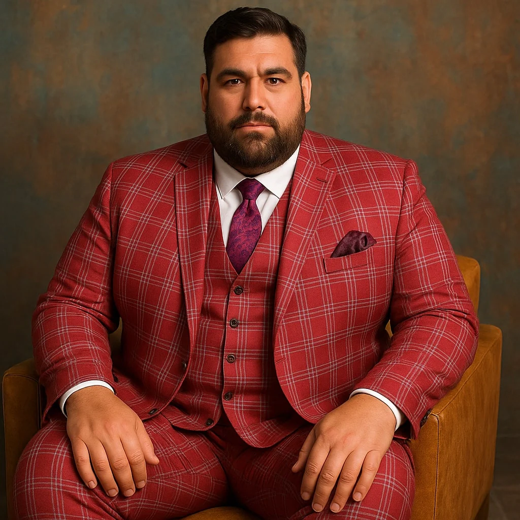Mens Red and White Tartan Suit - Christmas New Year Holiday Suit Party Dance Events - Image 5