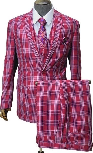 Mens Red and White Tartan Suit - Christmas New Year Holiday Suit Party Dance Events - Image 6