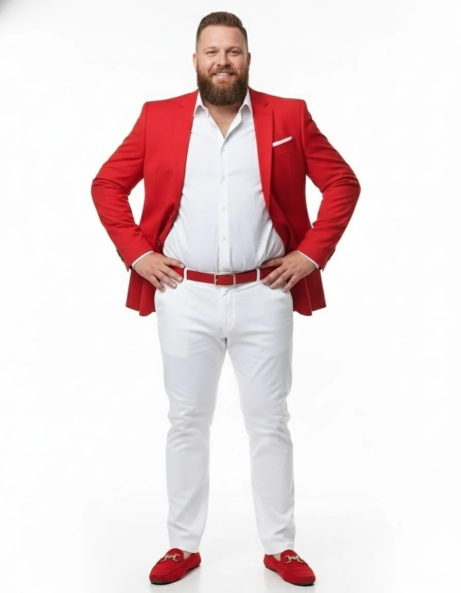 Mens Red Blazer and White Pants Set – Stylish Casual Dress Outfit For New Year Holiday and Christmas Suit - Image 7