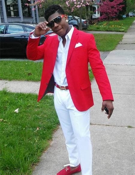 Mens Red Blazer and White Pants Set – Stylish Casual Dress Outfit For New Year Holiday and Christmas Suit - Image 8