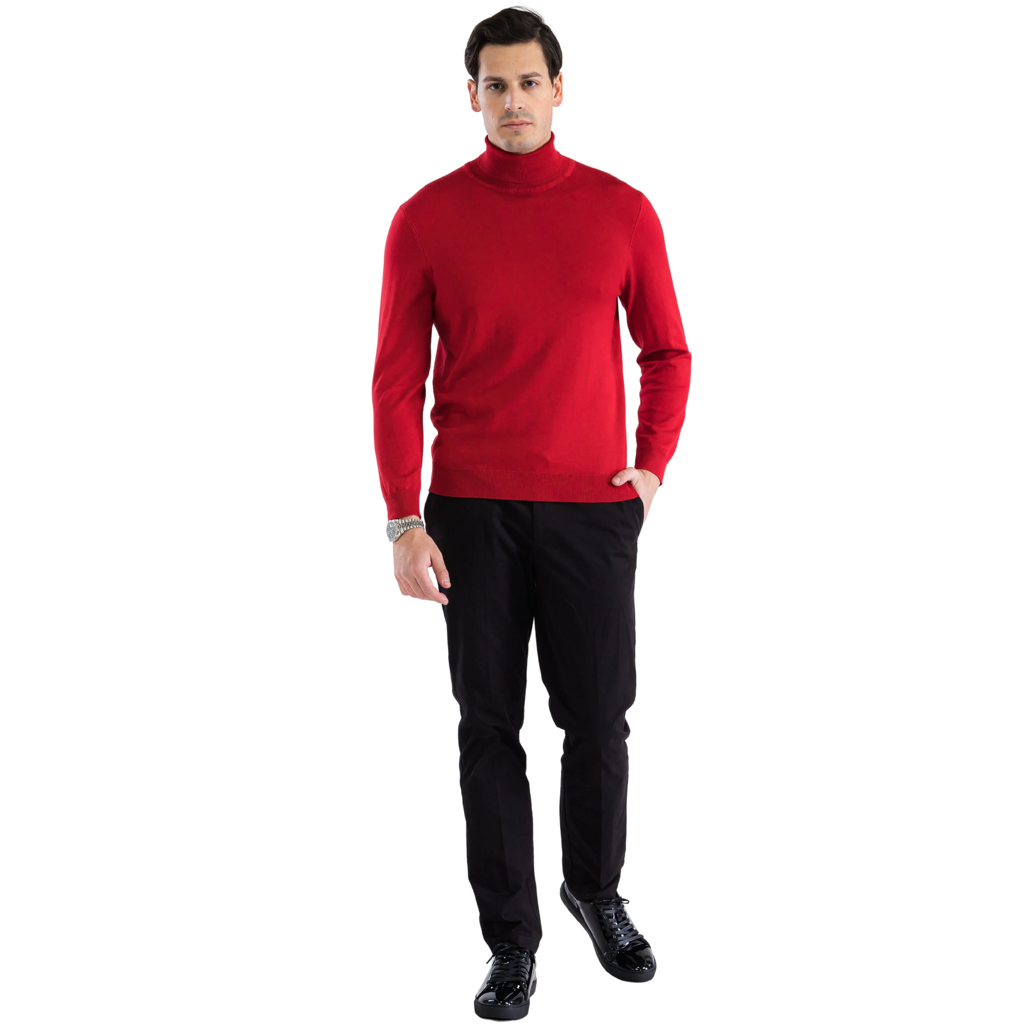 MENS RED PULLOVER TURTLENECK SWEATER - Image 2