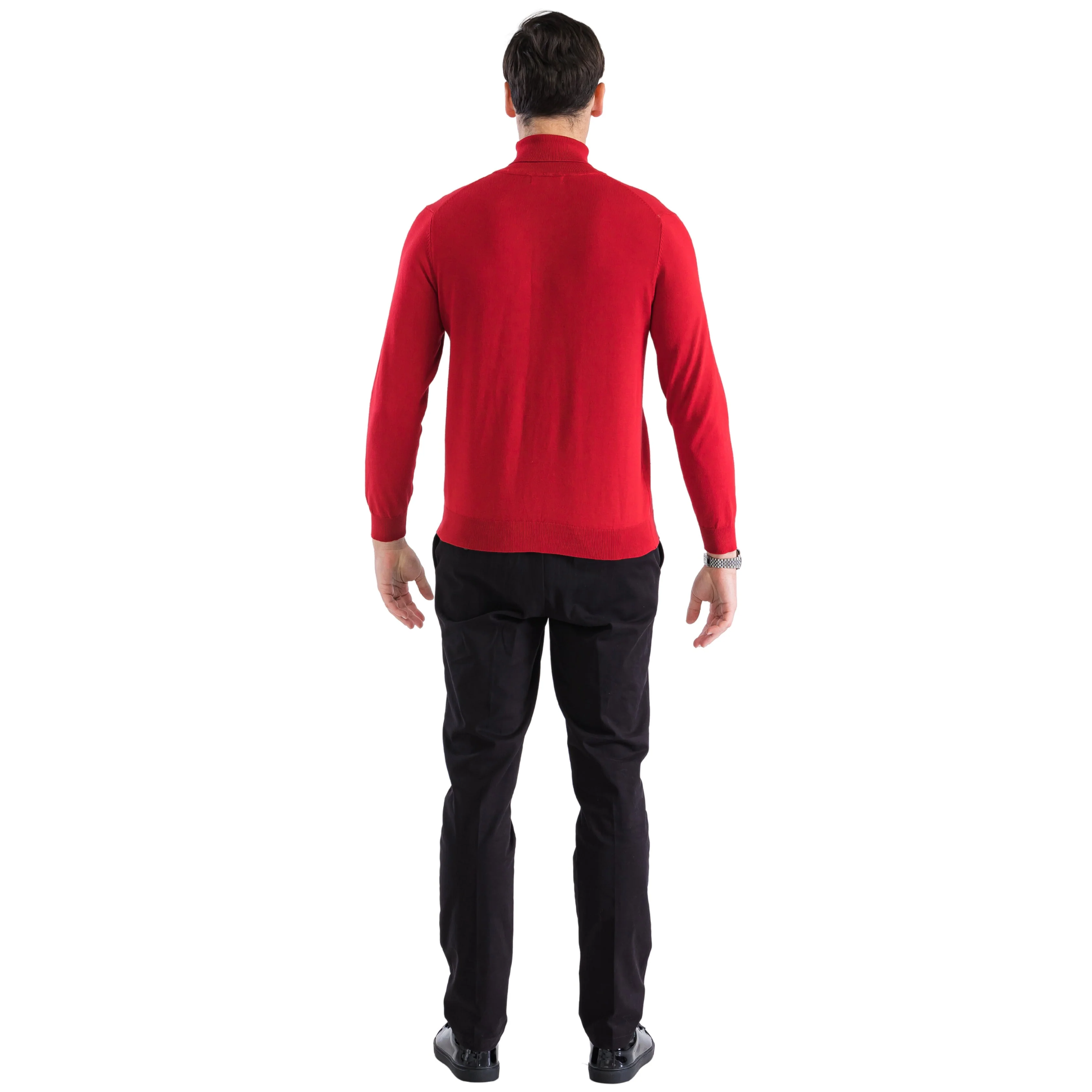 MENS RED PULLOVER TURTLENECK SWEATER - Image 4