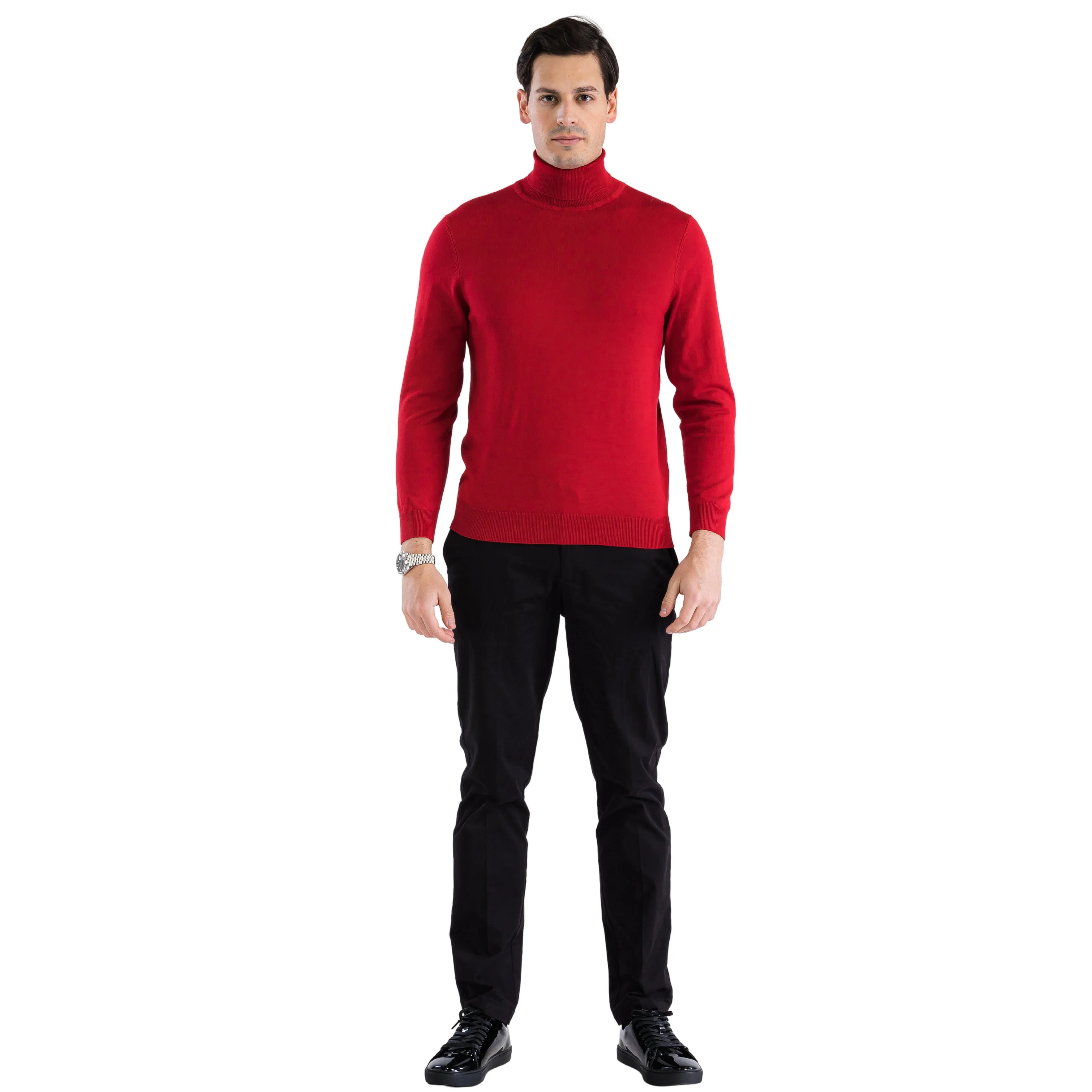 MENS RED PULLOVER TURTLENECK SWEATER - Image 6