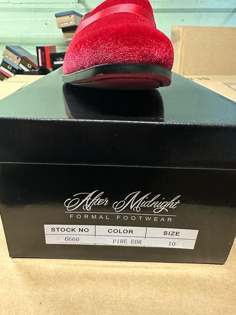 Mens Red Velvet Loafers – Luxury Formal Slip On Dress Shoes Wedding Party Prom Evening Shoes - Image 10