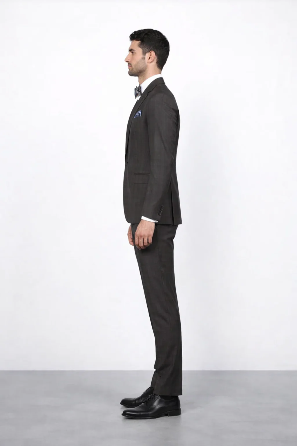 Men's Rossiman Rossi Man Brand Plaid Tapered Leg Lower Rise Pants & Get Skinny Brown 1 Button Slim Fit Peak Lapel Suit - Image 4