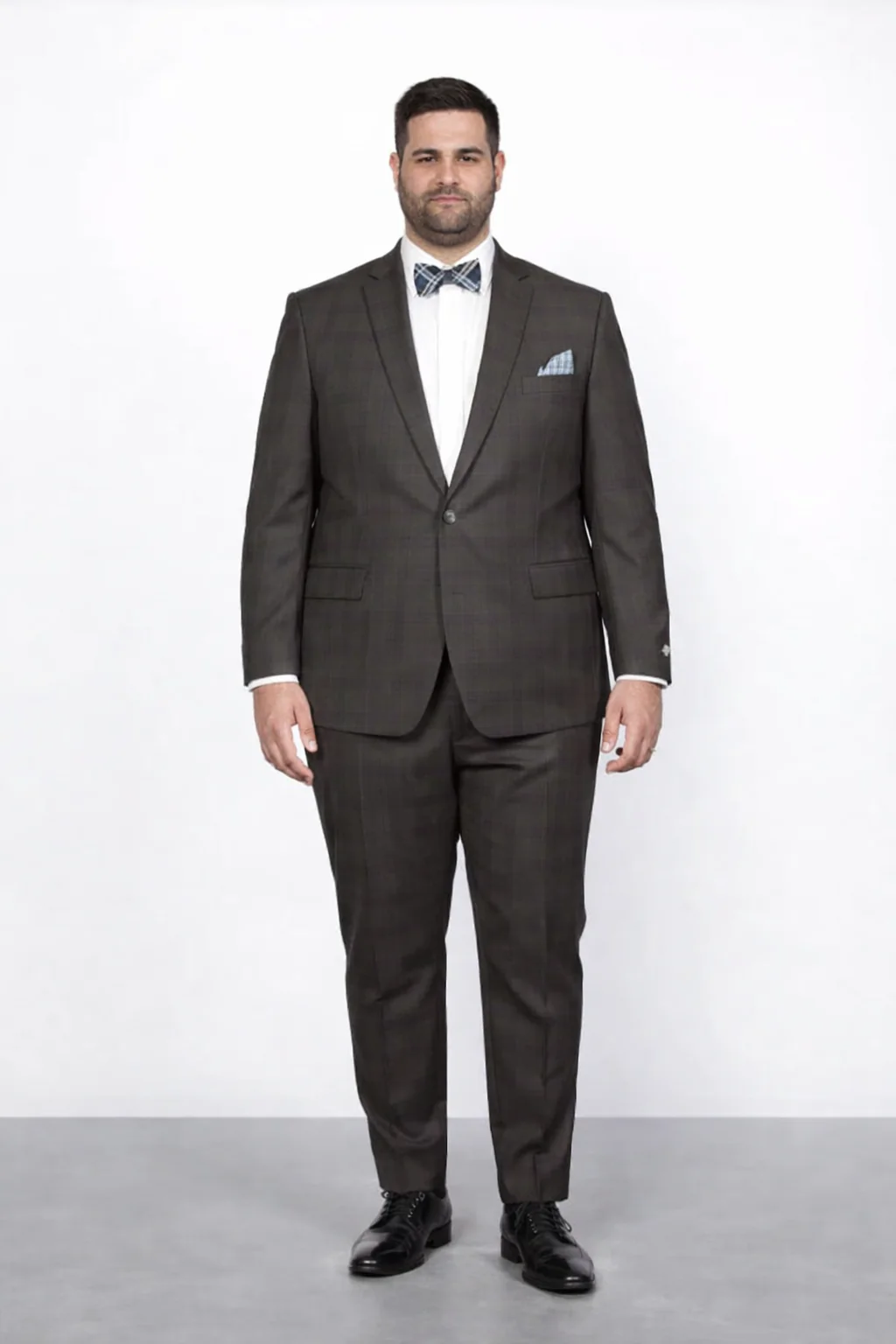 Men's Rossiman Rossi Man Brand Plaid Tapered Leg Lower Rise Pants & Get Skinny Brown 1 Button Slim Fit Peak Lapel Suit - Image 6