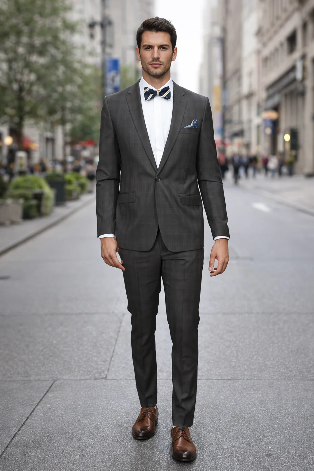 Men's Rossiman Rossi Man Brand Plaid Tapered Leg Lower Rise Pants & Get Skinny Brown 1 Button Slim Fit Peak Lapel Suit - Image 8