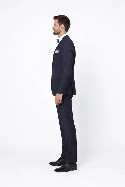 Men's Rossiman Rossi Man Brand Tapered Plum Leg Lower Rise Pant & Get Skinny 1 Button Slim Fit Peak Lapels Suit 100% Wool - Image 4