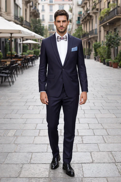 Men's Rossiman Rossi Man Brand Tapered Plum Leg Lower Rise Pant & Get Skinny 1 Button Slim Fit Peak Lapels Suit 100% Wool - Image 7