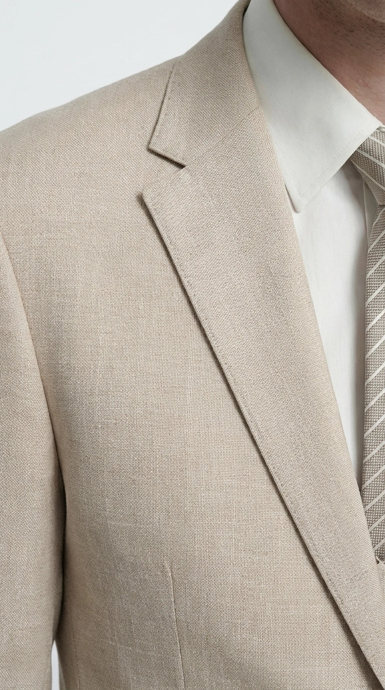 Mens Sand Beige 3 Piece Suit – Double breasted Vest Formal Suit Set  and Dress Pants in Champaign Natural Summer Color - Image 6