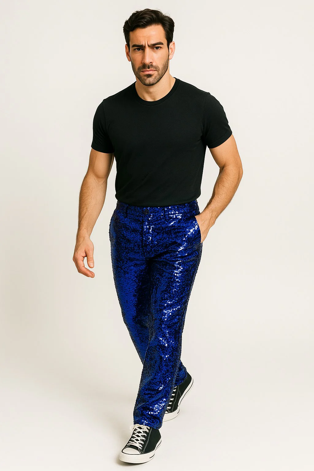 Mens Sequin Pants - Royal Dress Party Pants - Image 3