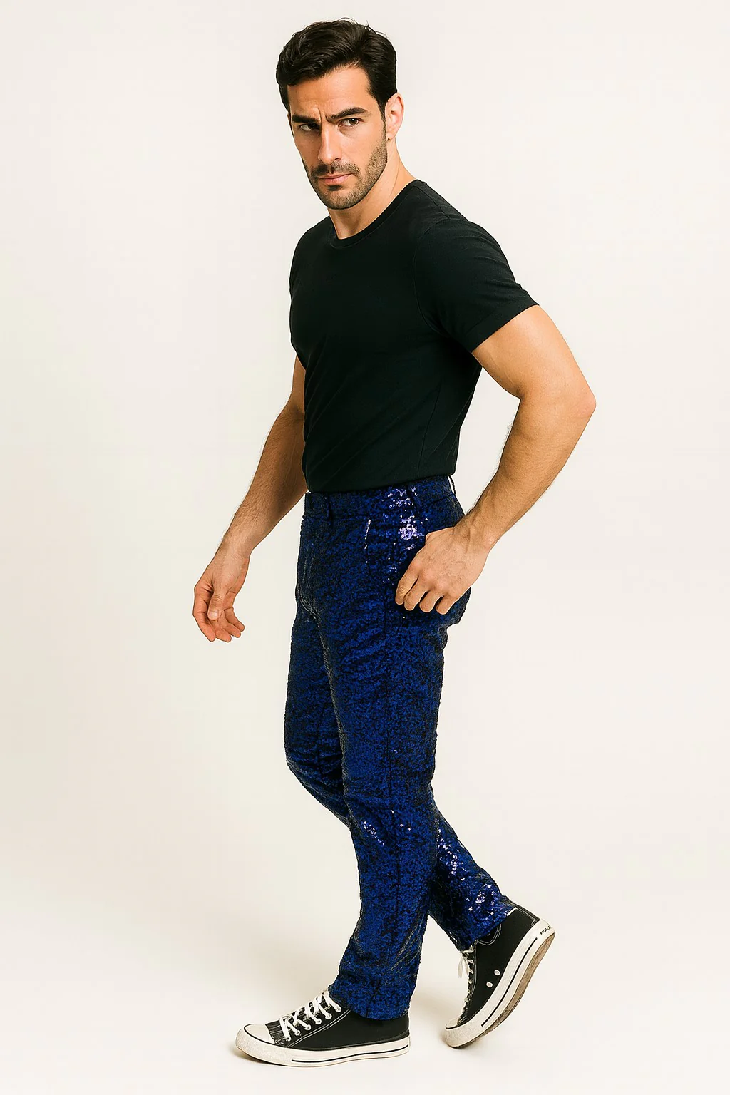 Mens Sequin Pants - Royal Dress Party Pants - Image 6