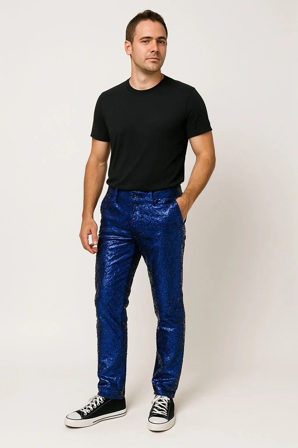 Mens Sequin Pants - Royal Dress Party Pants - Image 7