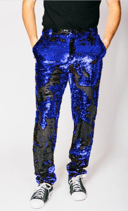 Mens Sequin Pants - Royal Dress Party Pants - Image 8