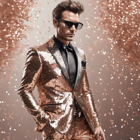 Mens Sequin Suit - Red Royal Green Black Gold Pink - Image 7