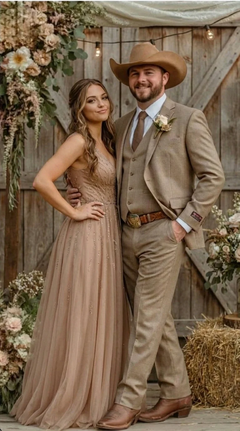 Mens Sharkskin Dark Taupe Tan with sheen Western 3 Piece Suit – Classic Country Style Blazer Vest Pants Set, Formal Cowboy Suit Outfit - Image 12