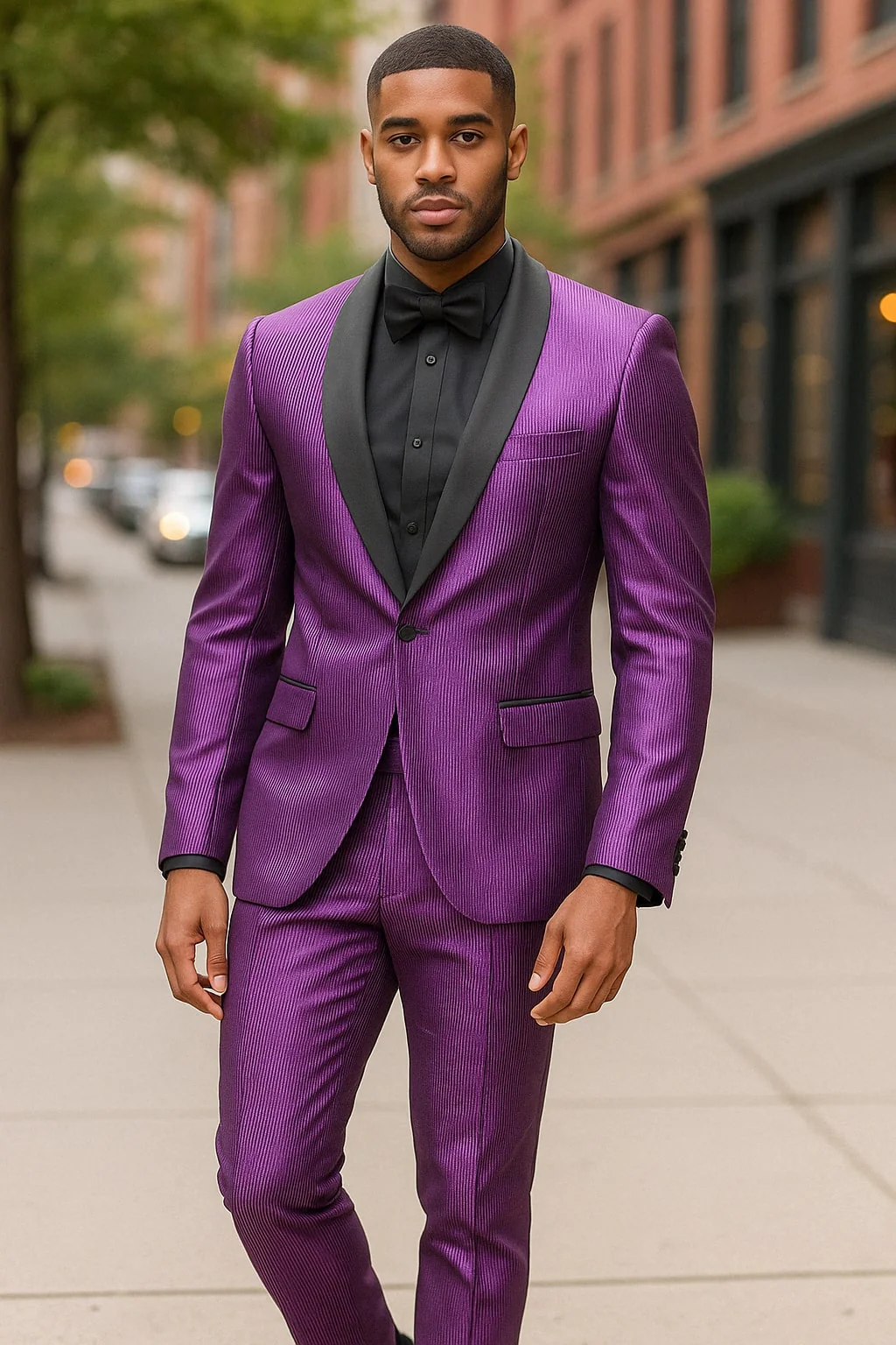 Mens Shiny Purple Tuxedo Jacket with Black Satin Shawl Lapel ƒ?? Formal Party Blazer for Prom and Weddings - Image 3