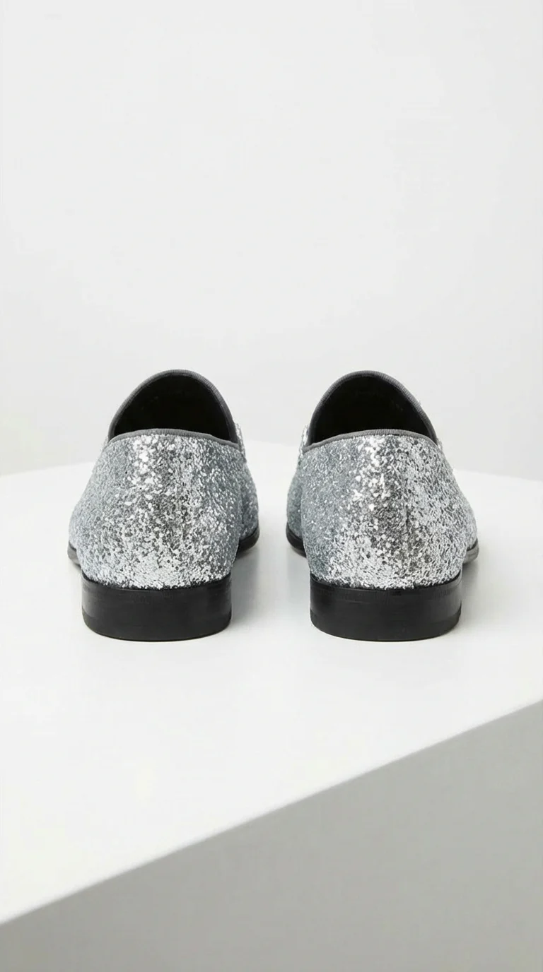 Men's Silver Gray Glitter Loafers | Sparkly Dress Shoes for Wedding, Prom, Party & Formal Events - Image 2