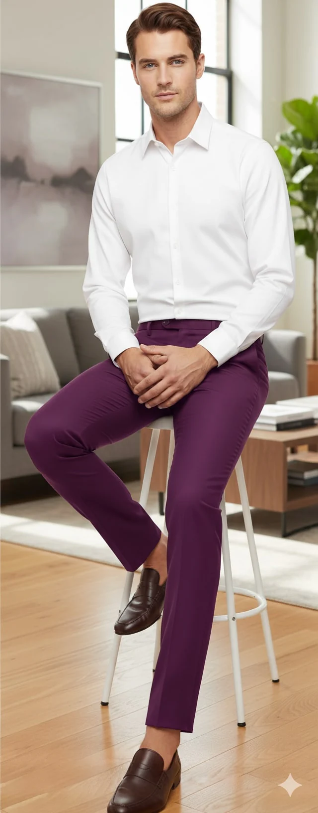 Mens Slim Fit Light Purple Dress Pants – Modern Formal Trousers for Business, Weddings and Parties - Image 5