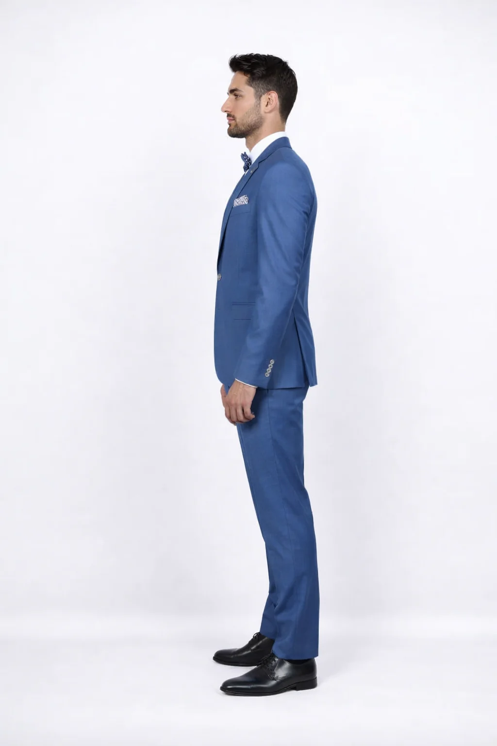 Men's Slim Fit Suit - Fitted Suit - Skinny Suit Men's Blue 1 Button Closure Rossiman Rossi Skinny Suit - Image 4
