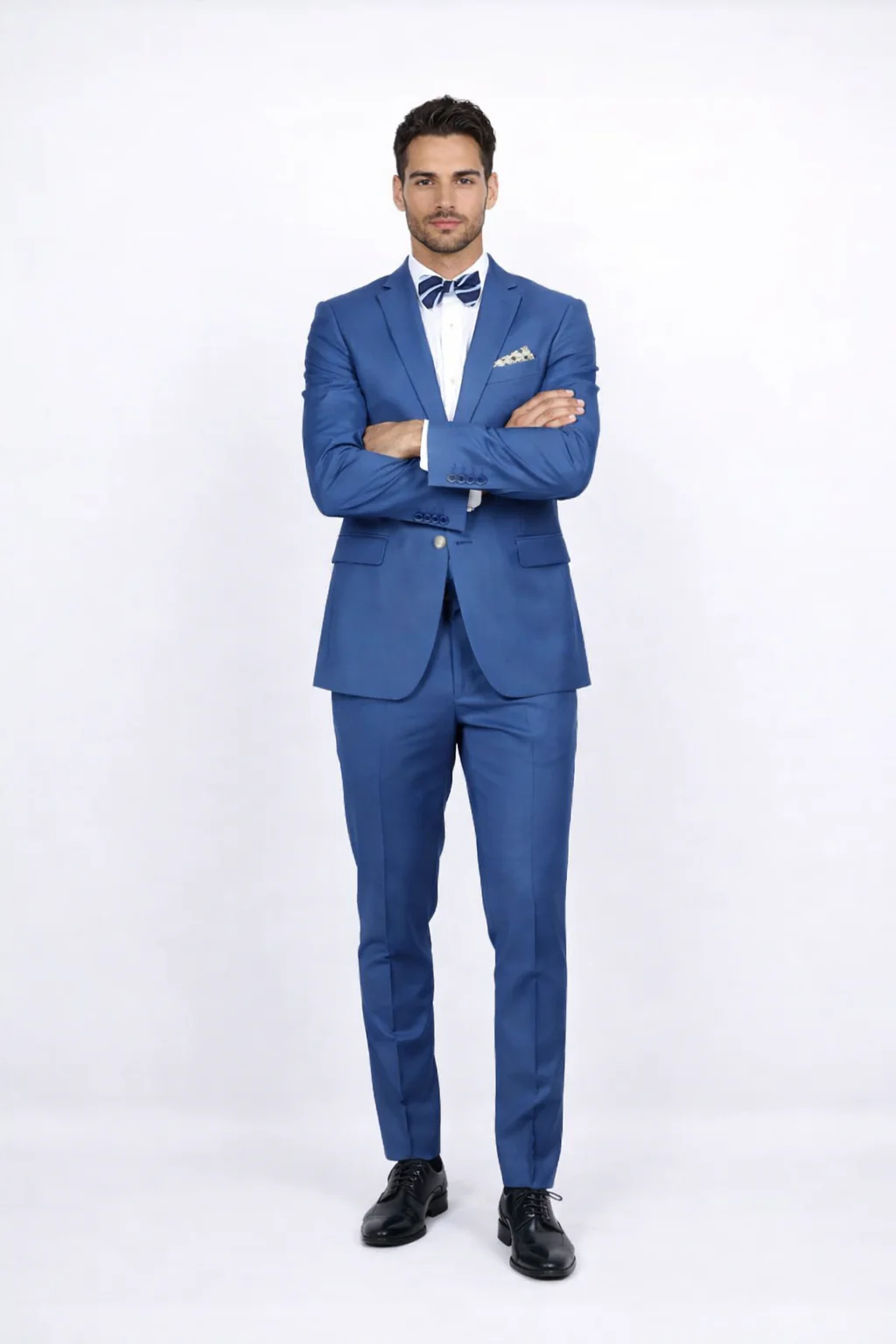 Men's Slim Fit Suit - Fitted Suit - Skinny Suit Men's Blue 1 Button Closure Rossiman Rossi Skinny Suit - Image 5
