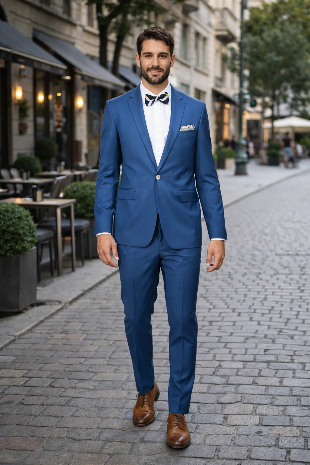 Men's Slim Fit Suit - Fitted Suit - Skinny Suit Men's Blue 1 Button Closure Rossiman Rossi Skinny Suit - Image 7